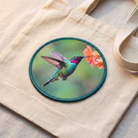 Gedruckter Kolibri-Patch auf Stofftasche